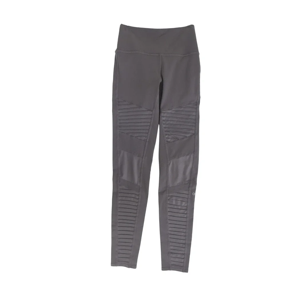 Alo Yoga Moto Leggings – High-Rise Performance‎ Leggings, Gray, Size M